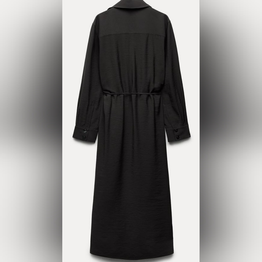 Zara Women's NWT Long Dark Shirt Dress. Size S - Picture 5 of 16